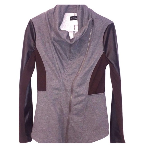 Venus Jacket XS Gray/faux Brown Like New - Picture 2 of 4